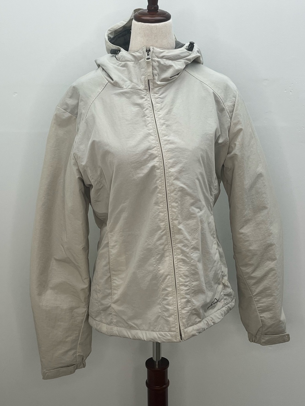 Eddie Bauer Womens Gray Hooded Thermore Insulated Fleece Lined Jacket Small
